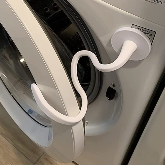 FRONT LOAD WASHER DOOR PROP AND STOPPER MAGNETIC WASHING MACHINE DOOR HOLDER WITH 26INCH MAGNET BASE REMOVABLE WASHER DOOR STOPPER KEEP WASHER DOOR OPEN TO PREVENT ODORS WHITE