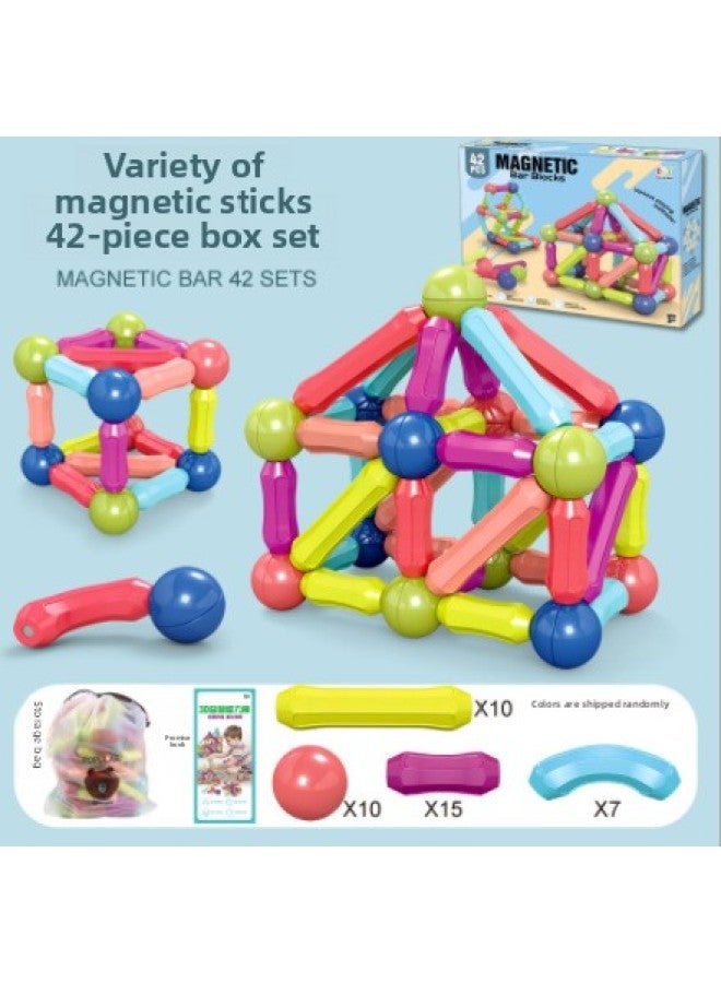 Strong Magnetic Stick Children's Early Education Educational Toys DIY Variety Modeling Assembled Magnetic Building Blocks Spot-Color:42pcs(36 Boxes Batch) H03  - Image 1