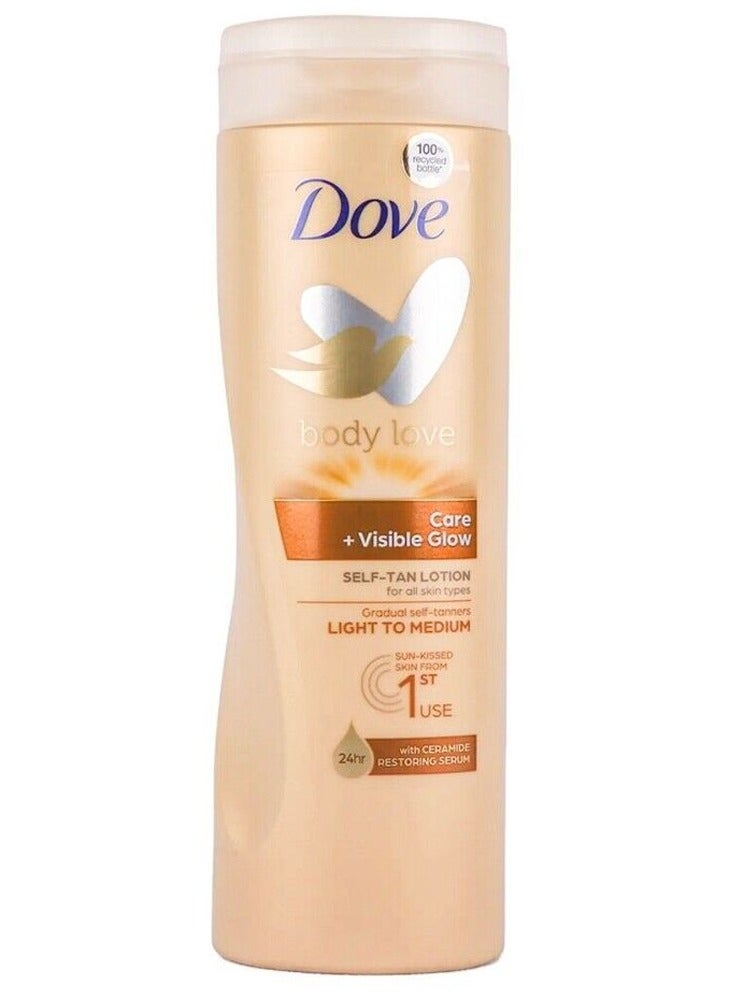 دوف لوشن كير + فيزيبل جلو للتسمير التدريجي للجسم، لون فاتح إلى متوسط، 400 مل