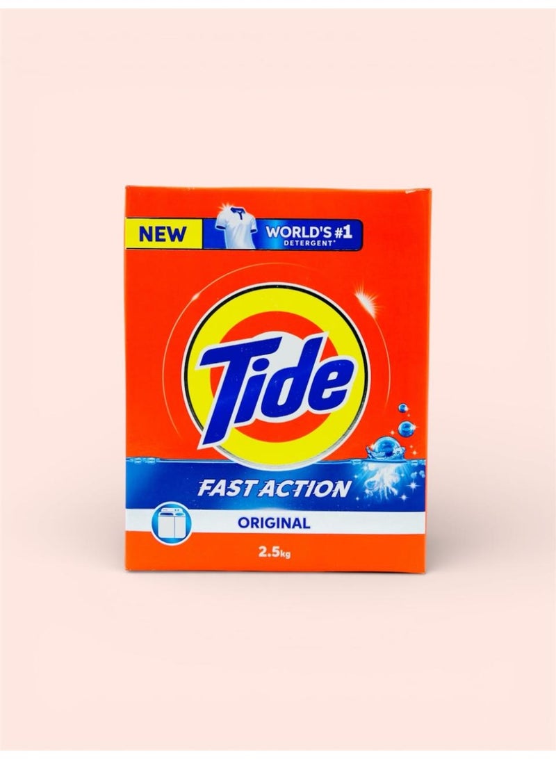 تايد مسحوق غسيل أزرق، مسحوق غسيل مركّز، إزالة قوية للبقع، يفتّح الألوان البيضاء والملونة، برائحة منعشة أصلية، تركيبة لاتسبب الحساسية (هيبوالرجينيك)، مناسب للغسيل اليدوي، 2.5 كجم. - Image 1