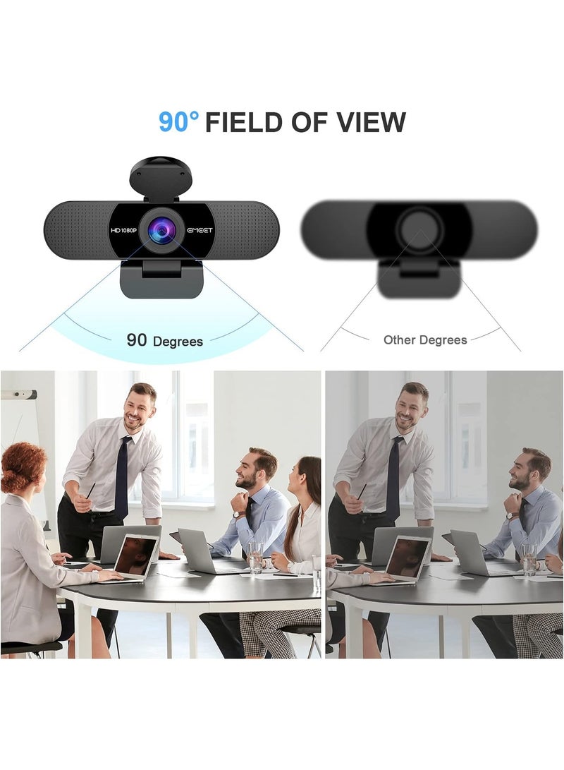 EMEET 1080P Webcam with Microphone, C960 Web Camera, 2 Mics Streaming Webcam, 90°FOV Computer Camera, Plug and Play USB Webcam for Online Calling/Conferencing, Zoom/Teams/Facetime/YouTube, Laptop/PC - Image 5