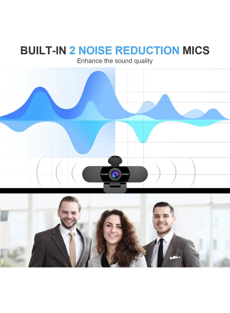 EMEET 1080P Webcam with Microphone, C960 Web Camera, 2 Mics Streaming Webcam, 90°FOV Computer Camera, Plug and Play USB Webcam for Online Calling/Conferencing, Zoom/Teams/Facetime/YouTube, Laptop/PC - Image 2