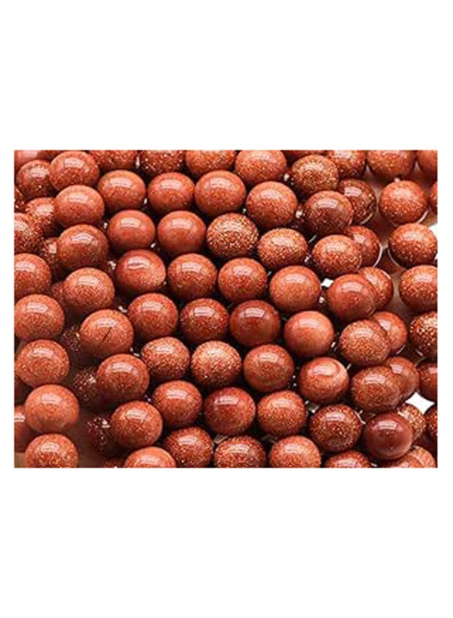 100 قطعة 10 مم خرز حجر الرمل الذهبي الطبيعي خرز الحجر الذهبي المستدير أحجار كريمة ناعمة فضفاضة لصنع المجوهرات الحرفية DIY (خرز حجر الرمل الذهبي 10 مم، 014)  - Image 1