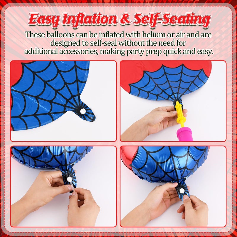 AXBMM 12 PCS 18 Inch Spider Themed Foil Balloons - Happy Birthday Balloon for Vibrant Party Decorations, Durable & Reusable Foil Mylar Balloons, Perfect for Spider Birthday Party Supplies - Image 4