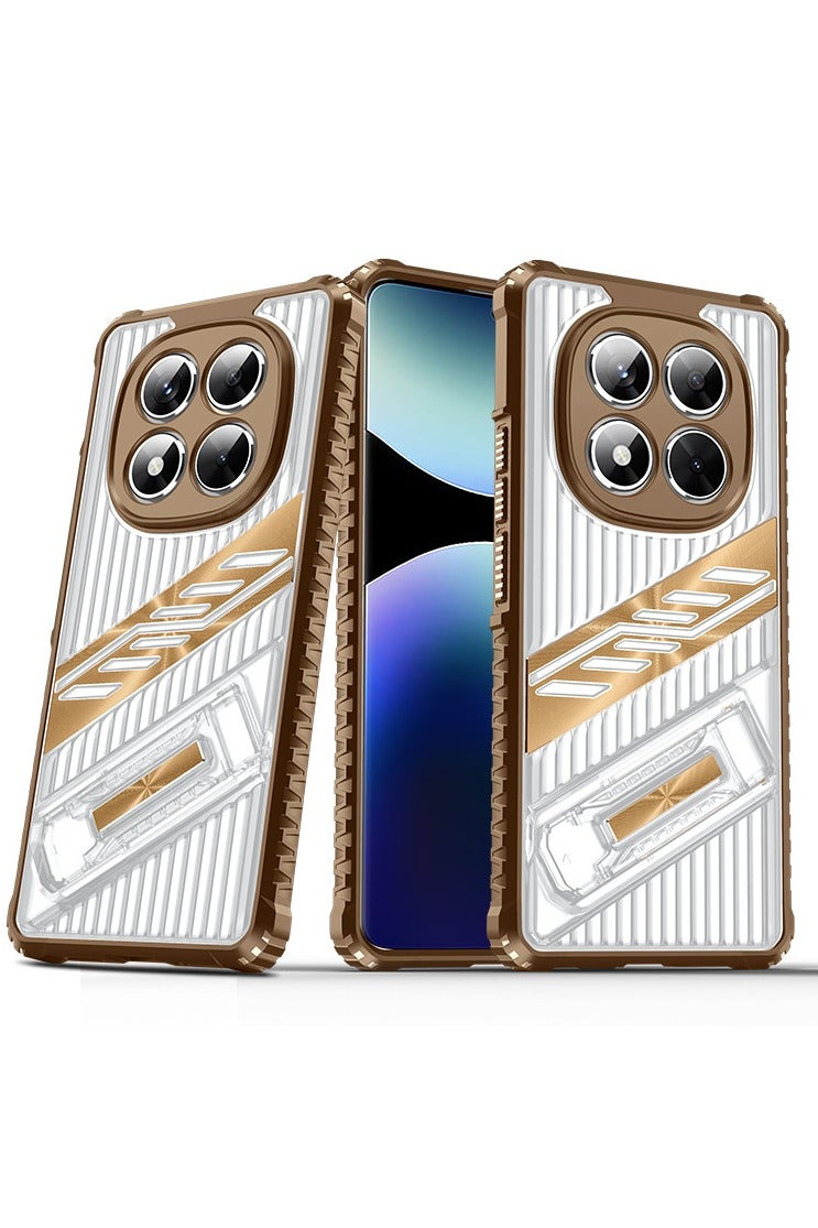 Case for Xiaomi Redmi Note 14 Pro 5G , Transparent Anti-shock Case with Foldable Invisible Stand, Compatible with 6.67 Inches