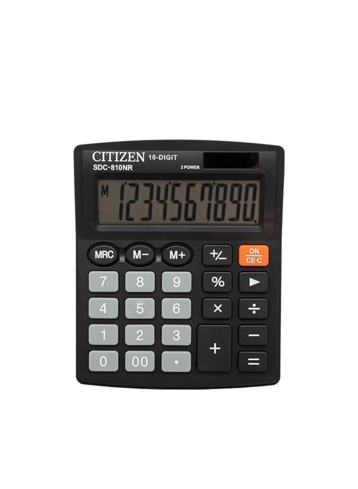 Citizen calculator SDC810NR 10 Digits Black Office Desktop Dual Power Solar Battery - Image 1