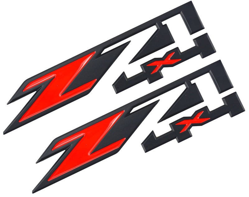 Aimoll 2pcs Z71 4x4 Emblems for GMC Chevy Silverado Sierra Tahoe Suburban New 1500 2500 3500 Decal Black Red