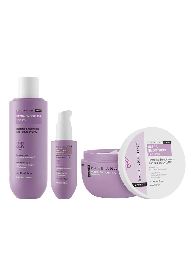 Bare Anatomy Ultra Smoothing Shampoo 250ML Hair Mask 250G Serum 50ML Pack Of 3 - Image 1