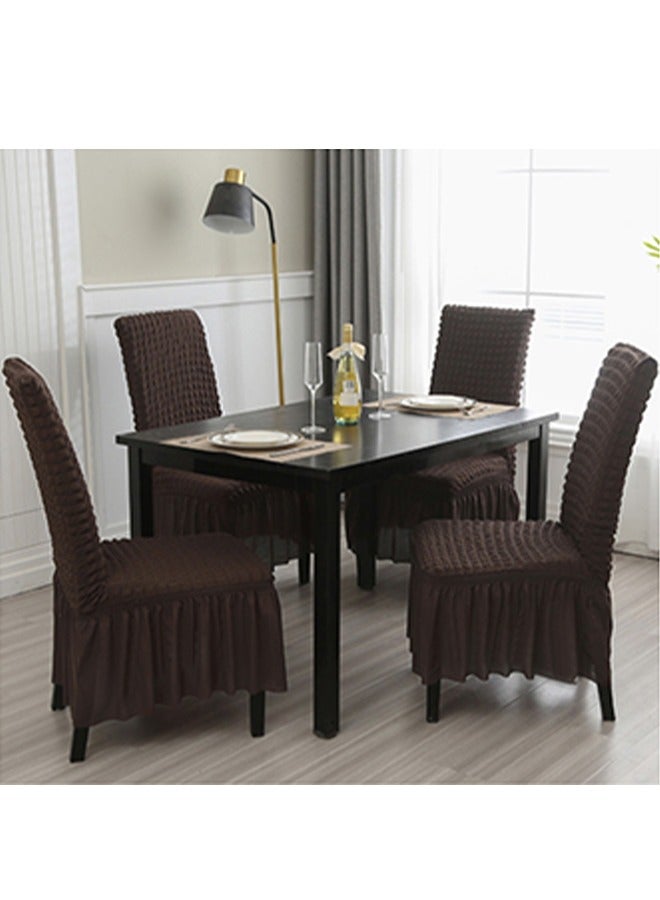 DUNISO 4 PCS Dining Room Chair Covers with Maxi Skirt Elastic Removable Machine Washable Chair Protectors Suitable for Restaurant Banquet Party Home Decoration - Image 2