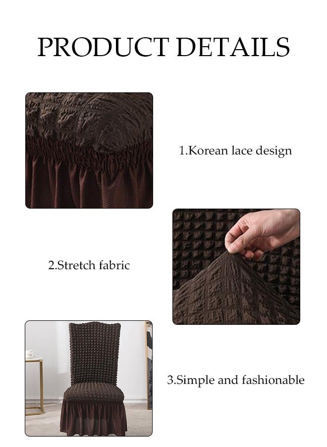 DUNISO 4 PCS Dining Room Chair Covers with Maxi Skirt Elastic Removable Machine Washable Chair Protectors Suitable for Restaurant Banquet Party Home Decoration - Image 5