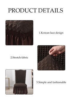 DUNISO 4 Pcs Dining Chair Covers，Thick Dining Chair Protective Cover, Multifunctional Anti Fouling Stool Cover,With Lace Hem，Detachable And Washable, Suitable For Kitchen, Ceremony, Wedding, Banquet, Hotel,Coffe  - Image 4