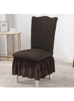 DUNISO 4 Pcs Dining Chair Covers，Thick Dining Chair Protective Cover, Multifunctional Anti Fouling Stool Cover,With Lace Hem，Detachable And Washable, Suitable For Kitchen, Ceremony, Wedding, Banquet, Hotel,Coffe  - Image 2