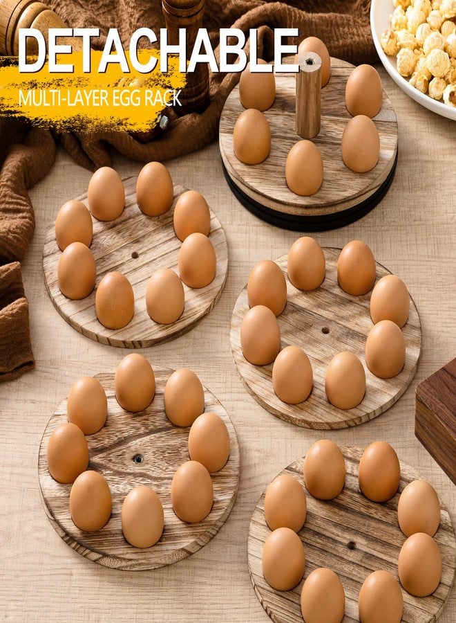 Novabright Fresh Egg Holder for Countertop, 5-tier Rotating Wooden Egg Storage Rack, Stackable with 40 Fresh Eggs, Organizer Rack for Kitchen Counter Farmhouse Decoration - Image 5