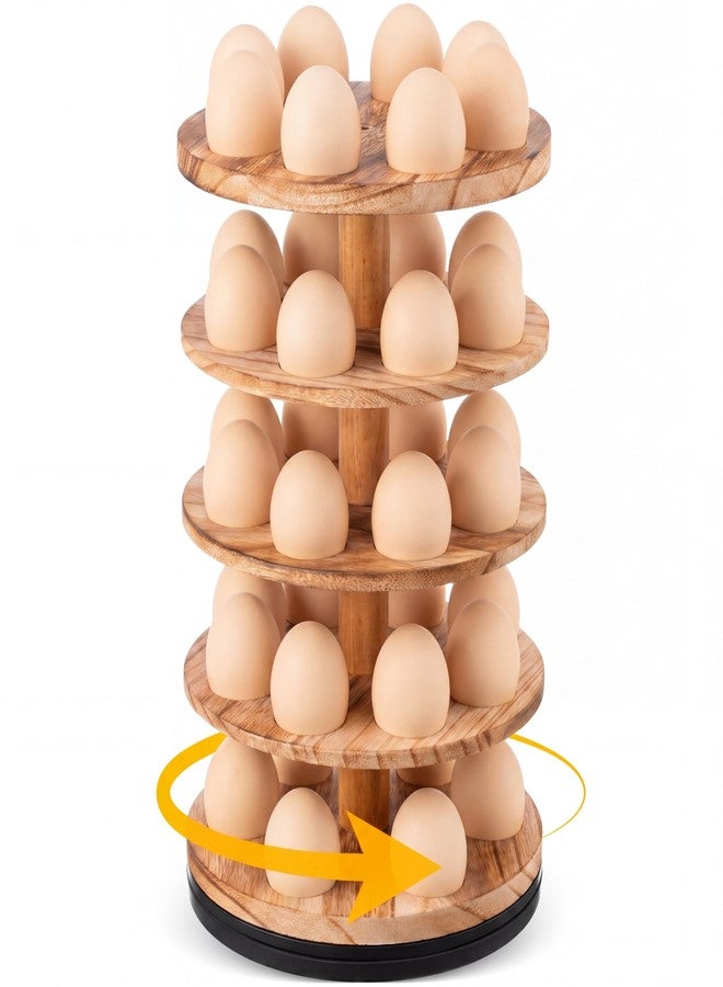 Novabright Fresh Egg Holder for Countertop, 5-tier Rotating Wooden Egg Storage Rack, Stackable with 40 Fresh Eggs, Organizer Rack for Kitchen Counter Farmhouse Decoration - Image 1