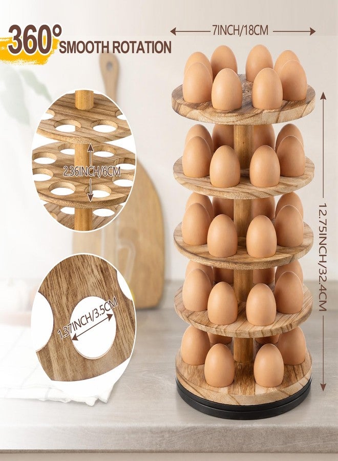 Novabright Fresh Egg Holder for Countertop, 5-tier Rotating Wooden Egg Storage Rack, Stackable with 40 Fresh Eggs, Organizer Rack for Kitchen Counter Farmhouse Decoration - Image 3