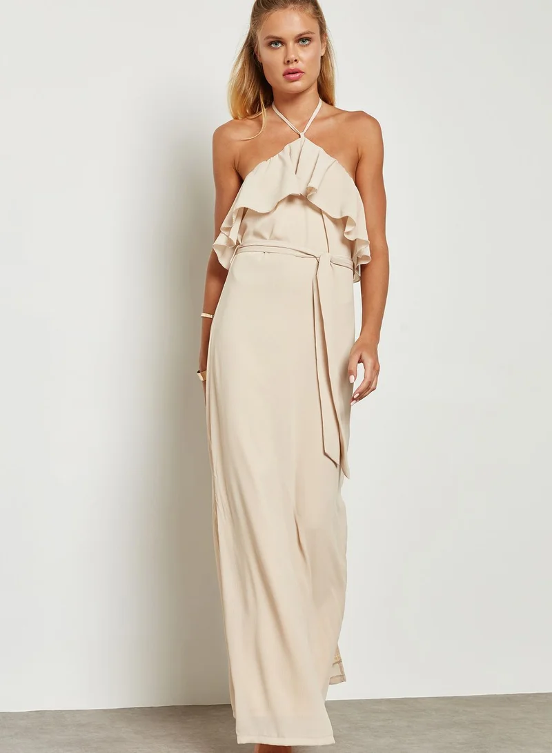 Missguided Halter Neck Ruffle Dress