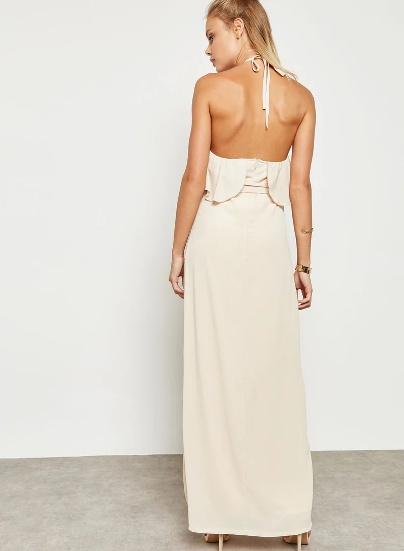 Missguided Halter Neck Ruffle Dress