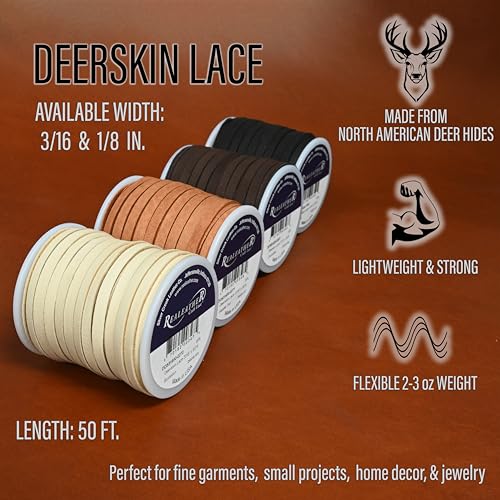 Realeather Silver Creek Leather Co Realeather DOS50-0410 Deerskin Leather Lace for Crafts and Jewelry Making, 0.125" x 50', Red, 1-Spool - Image 2