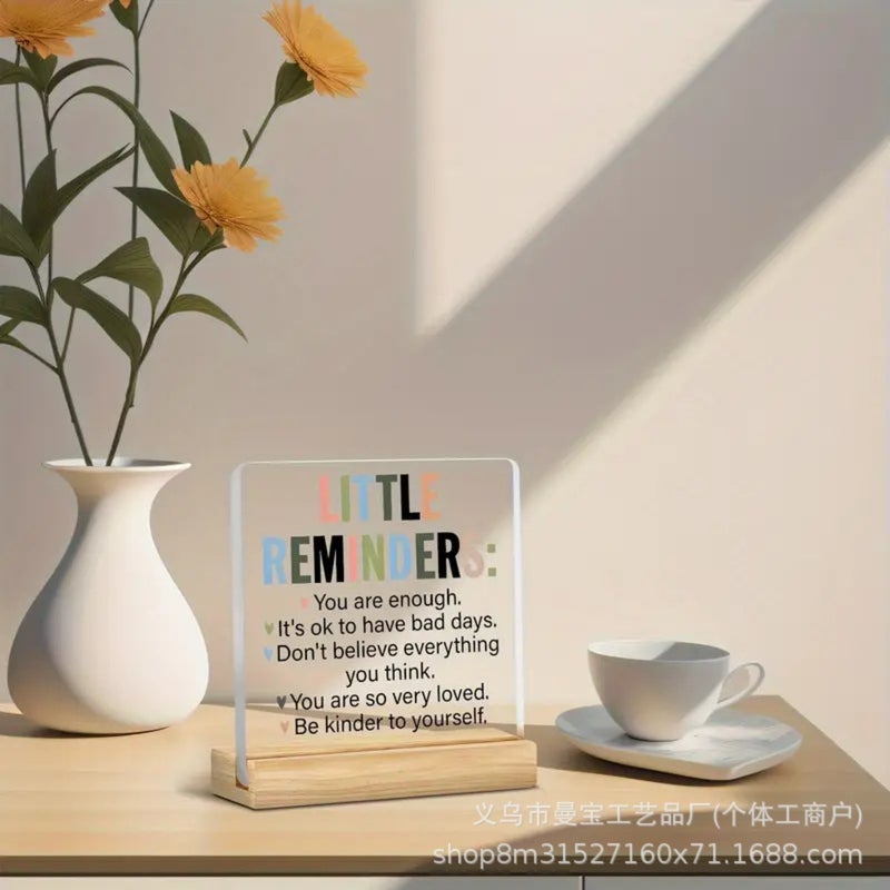 temu Hot Selling Square Acrylic Desktop Decorative Ornaments with Base Wood Base Pine Beech Table(10*10cm） - Image 2