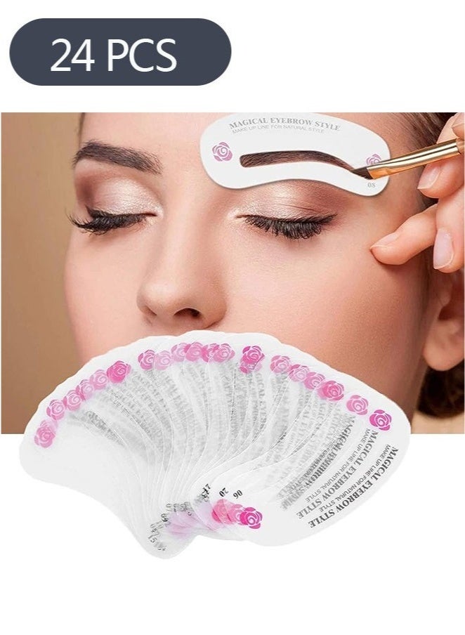 حكمة بيوتي الإستنسل لتشكيل الحاجب المكون من 24 قطعة ، قالب الحاجب القابل لإعادة الاستخدام ، طقم استنسل الاستمالة للحواجب لأدوات DIY تشكيل الحواجب - Image 1