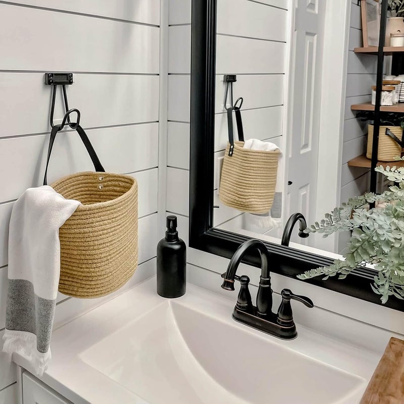 Goodpick 2pack Jute Hanging Basket - Small Woven Fern Hanging Rope Basket Flower Plants Wall Basket Decor Set Boho, 7.87 x 7 x 11.7 inches - Image 2