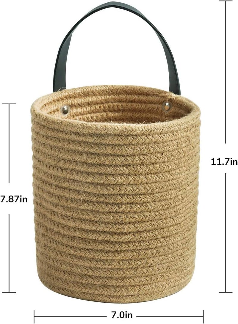 Goodpick 2pack Jute Hanging Basket - Small Woven Fern Hanging Rope Basket Flower Plants Wall Basket Decor Set Boho, 7.87 x 7 x 11.7 inches - Image 3