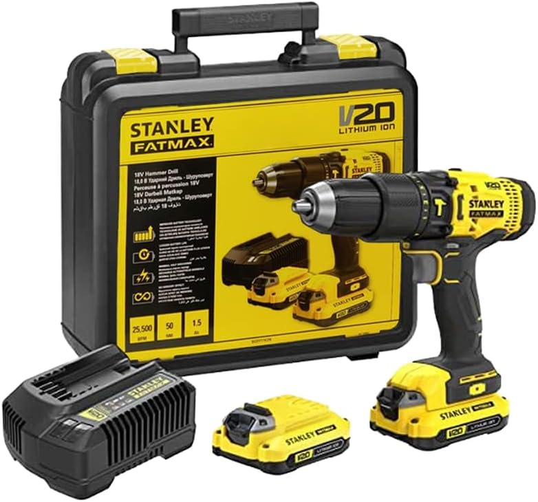 Stanley Fatmax 18V 1.5Ah 13 Mm Cordless Brushed Hammer Drill Scd711C2K-B1 - Image 2
