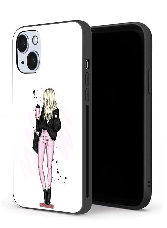 Tolwak Apple iPhone 14 Plus Protective Case Girl Holding Coffee Cup Art - Image 1