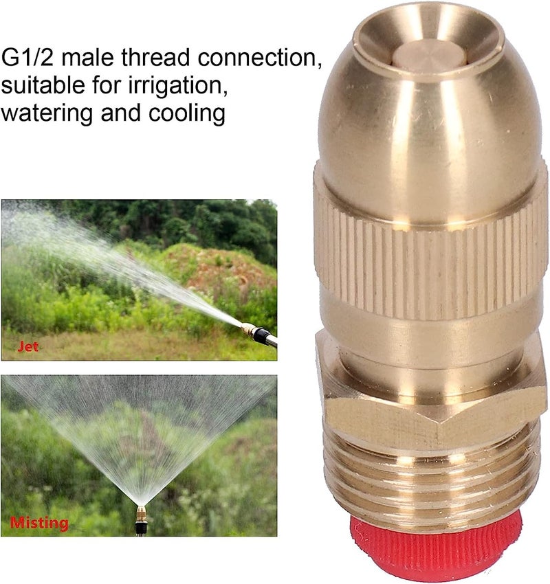 APPSTER 1pc Adjustable Brass Sprayer Mist Sprinkler Nozzle Drip Irrigation Jet Spray Misting Head 1/2" Male Thread for Watering Garden Lawn Atomizing Fogger System - Image 4