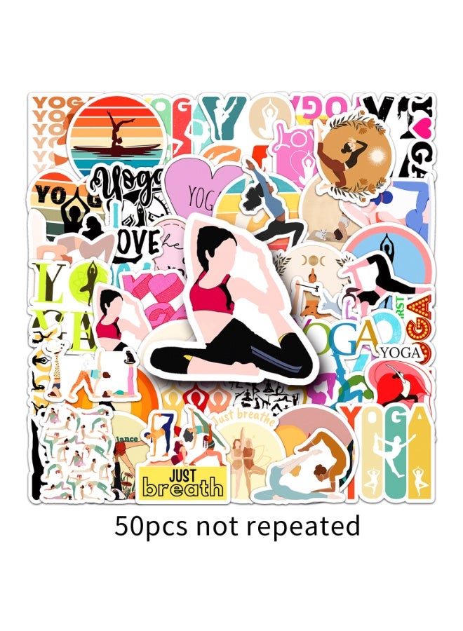 Yoga Stickers 50 Pcs Waterproof Cartoon Yoga Sports Sticker for Laptop Water Bottles Skateboard Computer Notebook Scrapbook Phone Bumper Car Vinyl Funny Decal Gifts for Girls Teens Adult - Image 4