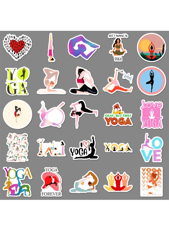 Yoga Stickers 50 Pcs Waterproof Cartoon Yoga Sports Sticker for Laptop Water Bottles Skateboard Computer Notebook Scrapbook Phone Bumper Car Vinyl Funny Decal Gifts for Girls Teens Adult - Image 2