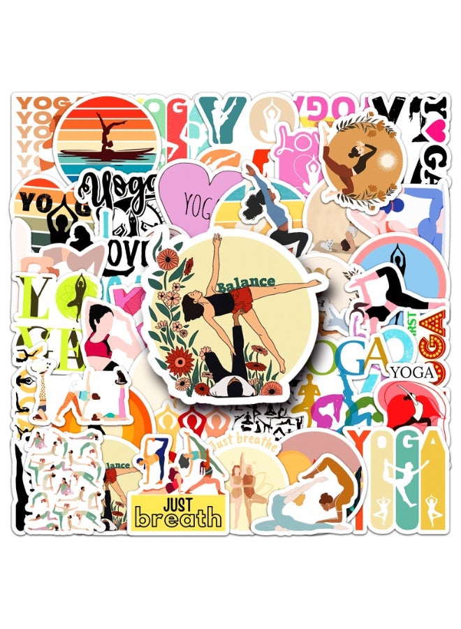 Yoga Stickers 50 Pcs Waterproof Cartoon Yoga Sports Sticker for Laptop Water Bottles Skateboard Computer Notebook Scrapbook Phone Bumper Car Vinyl Funny Decal Gifts for Girls Teens Adult - Image 1