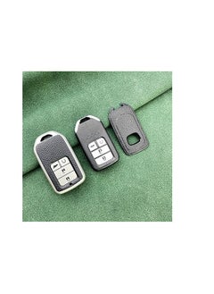 OUYoo OUYoo For Honda Key fob Cover,case Texture,with Keychain,Soft TPU Key Shell/Skin,4-Buttons fit Accord Civic CRV Pilot Odyssey Passport Remote Key Vehicle Accessories,Silver.  - Image 3
