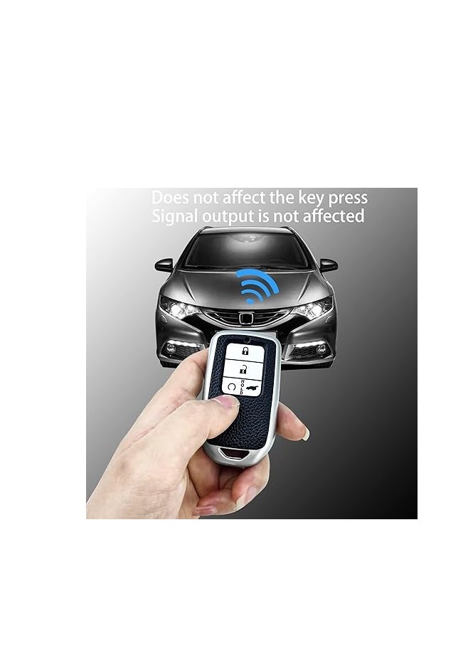 OUYoo - OUYoo For Honda Key fob Cover,case Texture,with Keychain,Soft TPU Key Shell/Skin,4-Buttons fit Accord Civic CRV Pilot Odyssey Passport Remote Key Vehicle Accessories,Silver. - Image 1