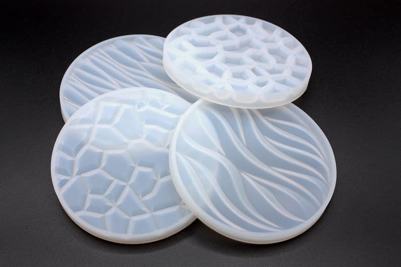 SNOOGG 5 PC Pack of 4 Type 3D Modern Design Coaster Silicone Resin Molds with 4 Slot Stand Epoxy Casting Mould Set for DIY Resin Art Coaster Making Kit Home Decor Craft Supplies 5 pc 1 Set - Image 5