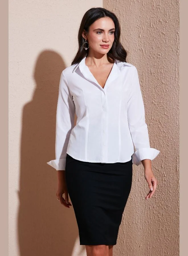 ليلا Lela Cotton Slim Fit Classic Collar Shirt Women's SHIRT 6777423