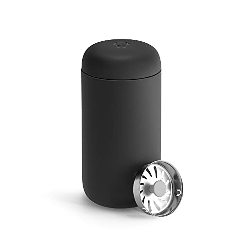 Fellow 12 oz Carter Move Travel Mug  VacuumInsulated Stainless Steel Travel Coffee Mug  Coffee Tumbler with Ceramic Interior and Splash Guard  Matte Black