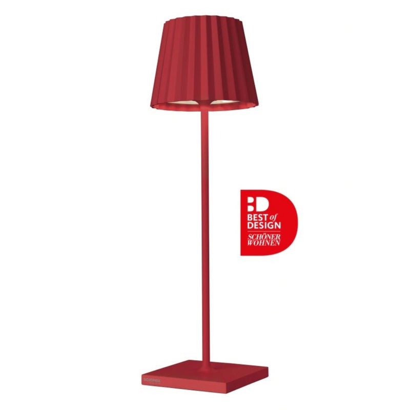 Sompex Troll 2.0 LED Table Lamp | IP54 (splash and dust proof) | 2 warm white light colours | Stepless touch dimmer | Wireless Indoor & Outdoor | Aluminium | Brightness memory | H 38 cm - Red - Image 1