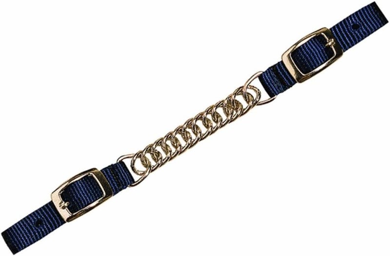Nylon Curb Strap with Flat Link Chain, Brown