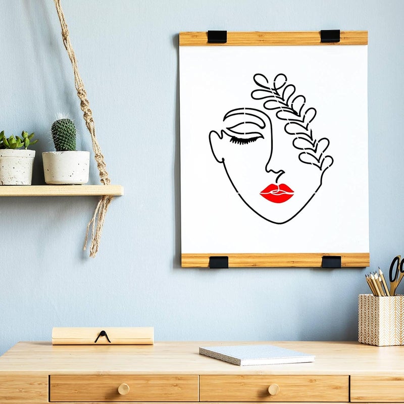 كلاراكو 16 قطعة من قوالب موضوع المرأة، وجه أنثوي زهري، وعبارات ملهمة، لتزيين جدران المنزل، على ورق قماش خشبي - Image 3