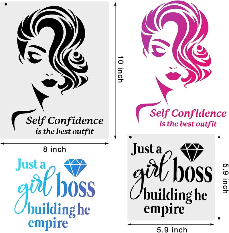 كلاراكو 16 قطعة من قوالب موضوع المرأة، وجه أنثوي زهري، وعبارات ملهمة، لتزيين جدران المنزل، على ورق قماش خشبي - Image 2