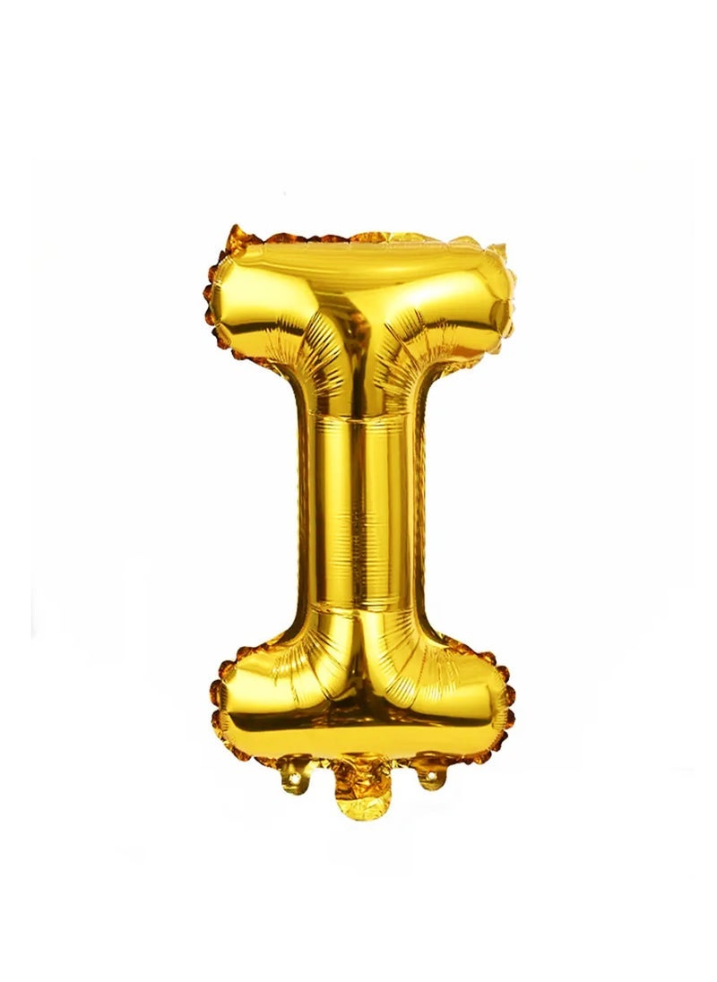 PARTY FUN 32 Inch Foil Letter Balloon Letter I Golden Colour Perfect for Anniversaries, Weddings, and Birthdays - Image 1
