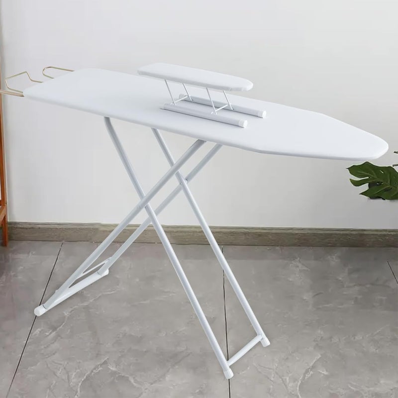 Kuber Industries 42 Inch Ironing Board with Small BoardIroning Stand for ClothesPress Table for Home White - Image 1