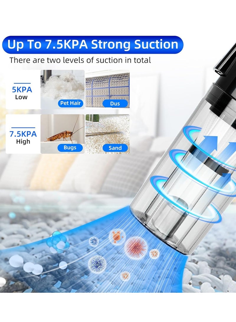 Excefore مكنسة كهربائية محمولة يدوية لطرد الحشرات مع قوة شفط قابلة للتعديل وحماية من السخونة الزائدة وعدد رقمي لعرض القياس للبعوض والعناكب والغبار والشعر، مكنسة صغيرة عالية القدرة بدون سلك للسيارة والمنزل - Image 2