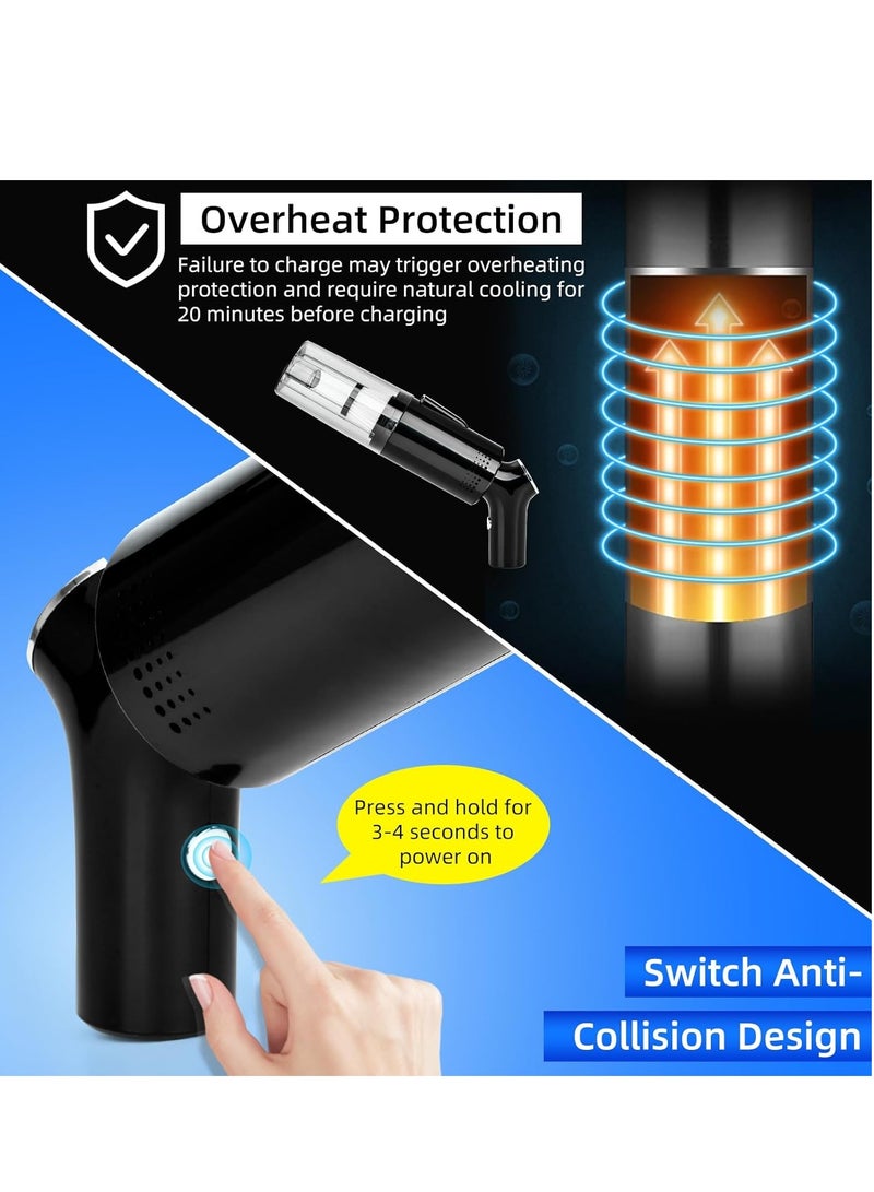 Excefore مكنسة كهربائية محمولة يدوية لطرد الحشرات مع قوة شفط قابلة للتعديل وحماية من السخونة الزائدة وعدد رقمي لعرض القياس للبعوض والعناكب والغبار والشعر، مكنسة صغيرة عالية القدرة بدون سلك للسيارة والمنزل - Image 3