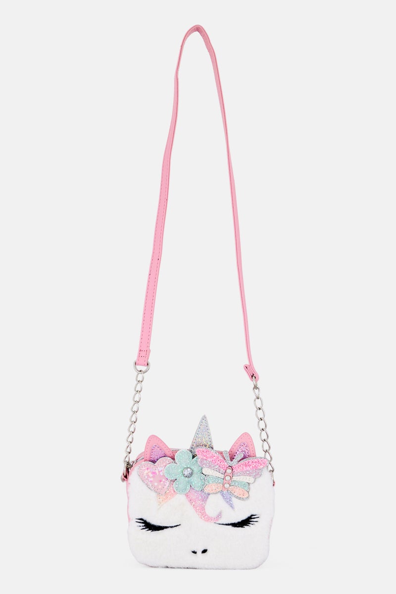 Miss Gwen's OMG Kids Girl Faux Fur Cross Body Bag, Pink  - Image 1