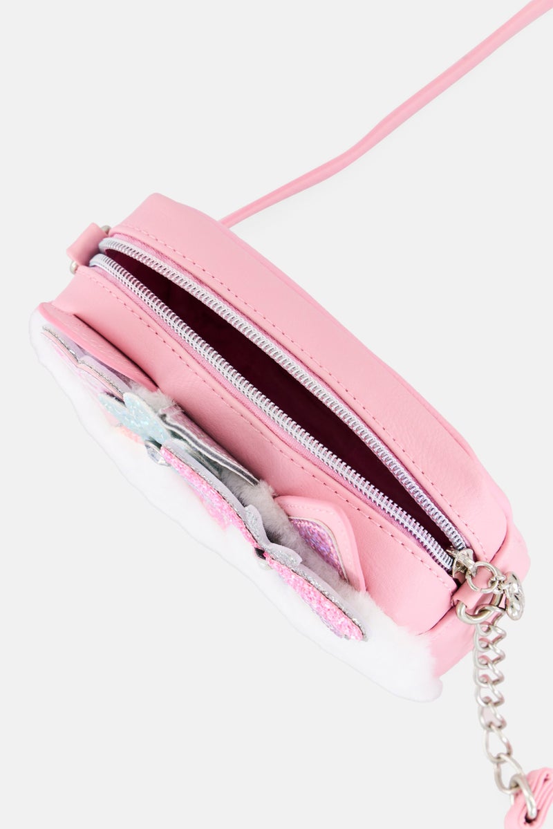 Miss Gwen's OMG Kids Girl Faux Fur Cross Body Bag, Pink  - Image 3
