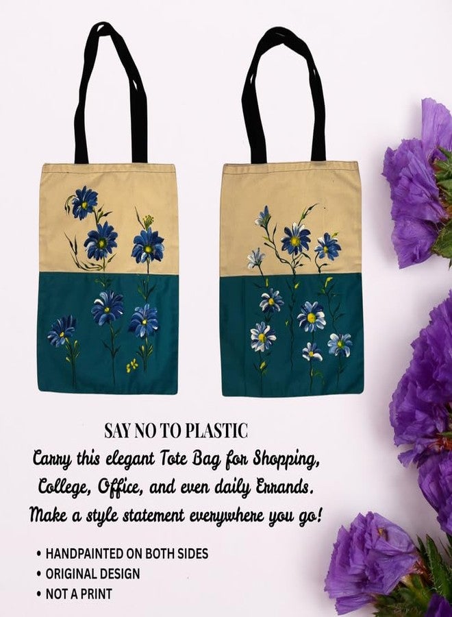 SwapKreations Handpainted Floral Multicolour Tote Bag - 100% Cotton, Eco-Friendly, Reusable Bag for Women & Girls Multicolour 4 - Image 4