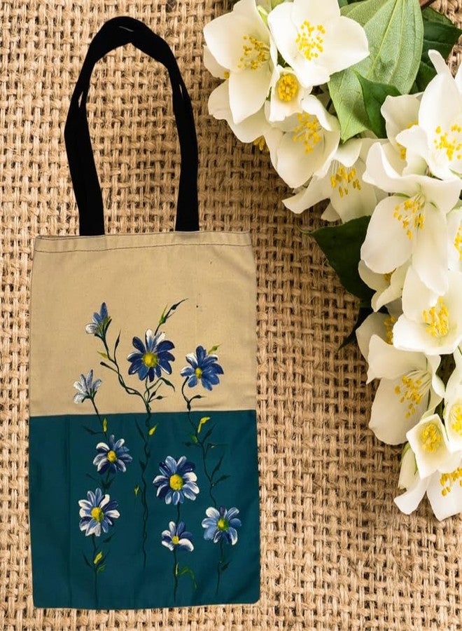 SwapKreations Handpainted Floral Multicolour Tote Bag - 100% Cotton, Eco-Friendly, Reusable Bag for Women & Girls Multicolour 4 - Image 2