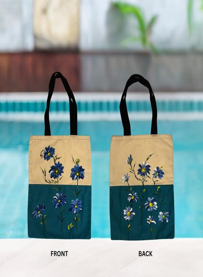 SwapKreations Handpainted Floral Multicolour Tote Bag - 100% Cotton, Eco-Friendly, Reusable Bag for Women & Girls Multicolour 4 - Image 3